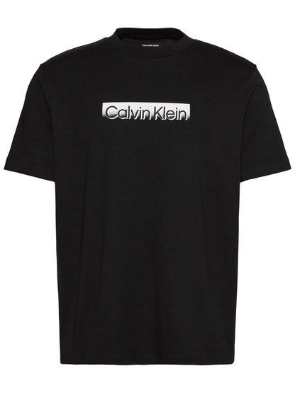 T-shirt nera Calvin Klein Basic con logo stampato da uomo