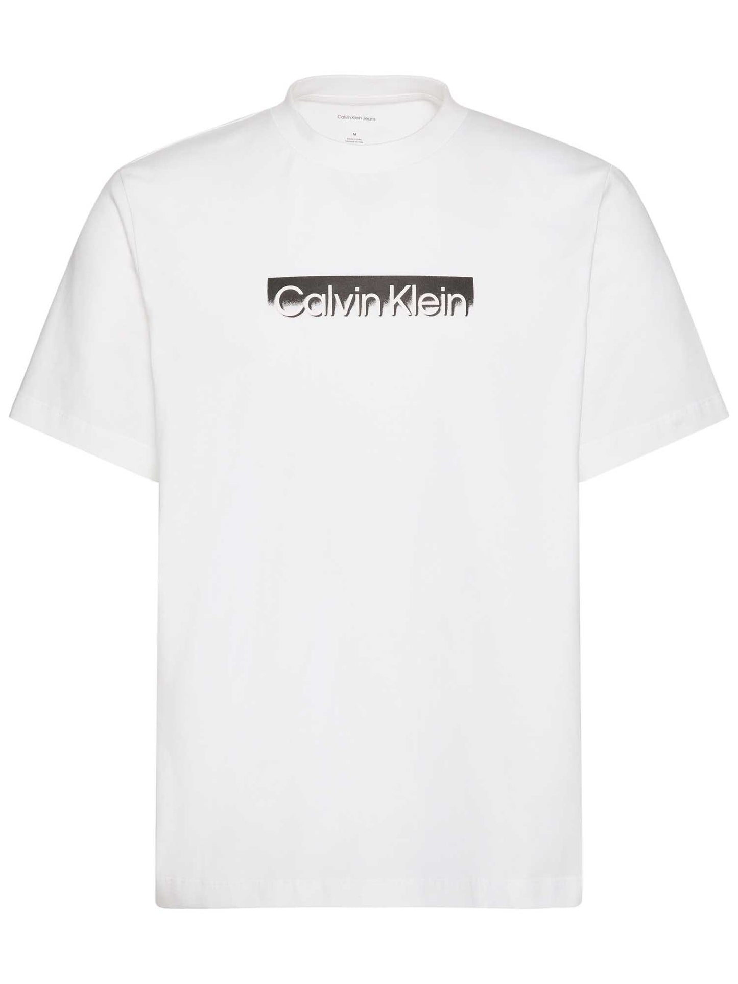 Calvin Klein t-shirt bianca da uomo con logo stampato e girocollo