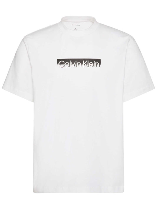 T-SHIRT BIANCA CALVIN KLEIN BASIC CON LOGO STAMPATO DA UOMO