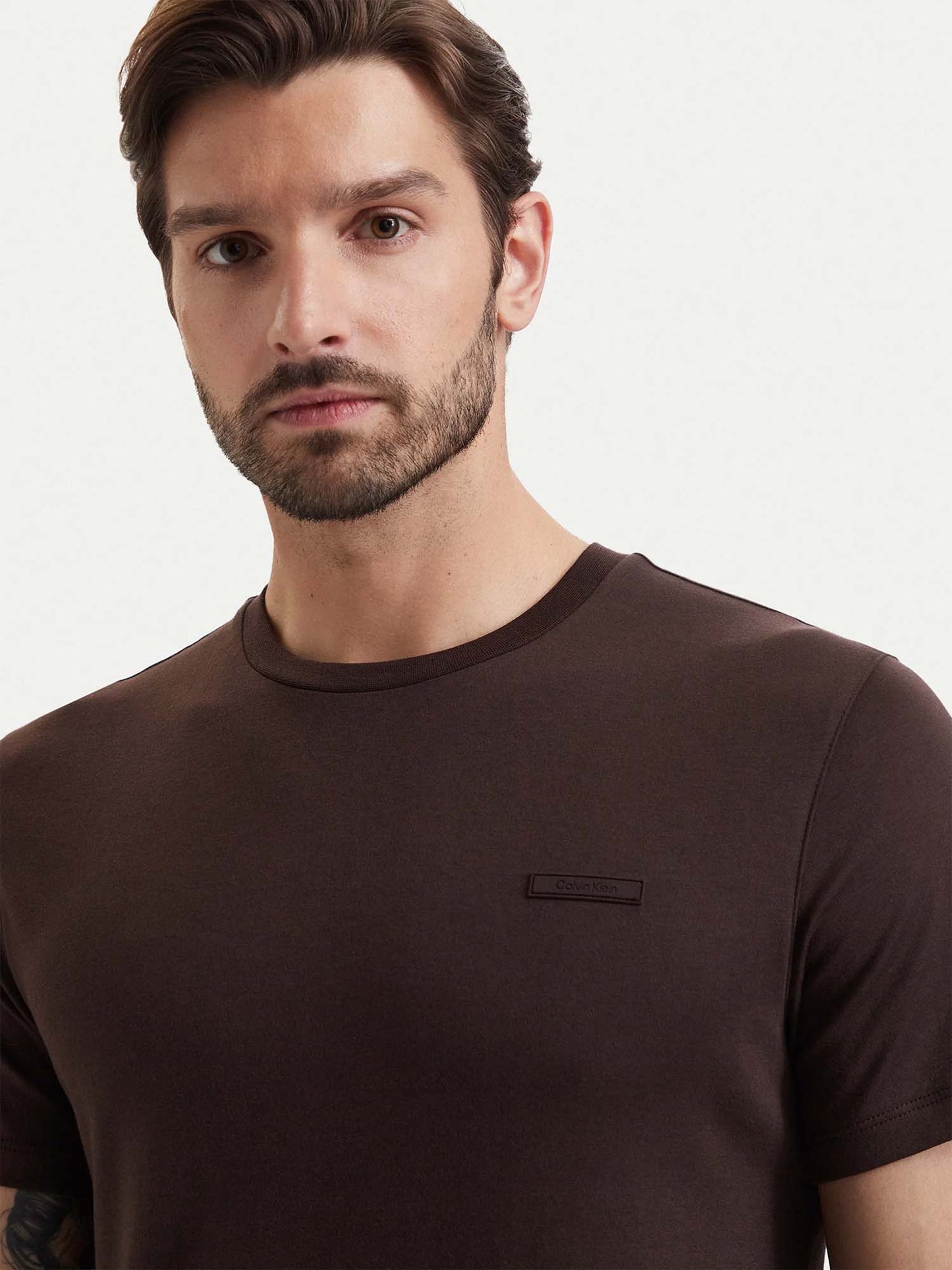 Calvin Klein Slim Supim, t-shirt maniche corte da Uomo marrone