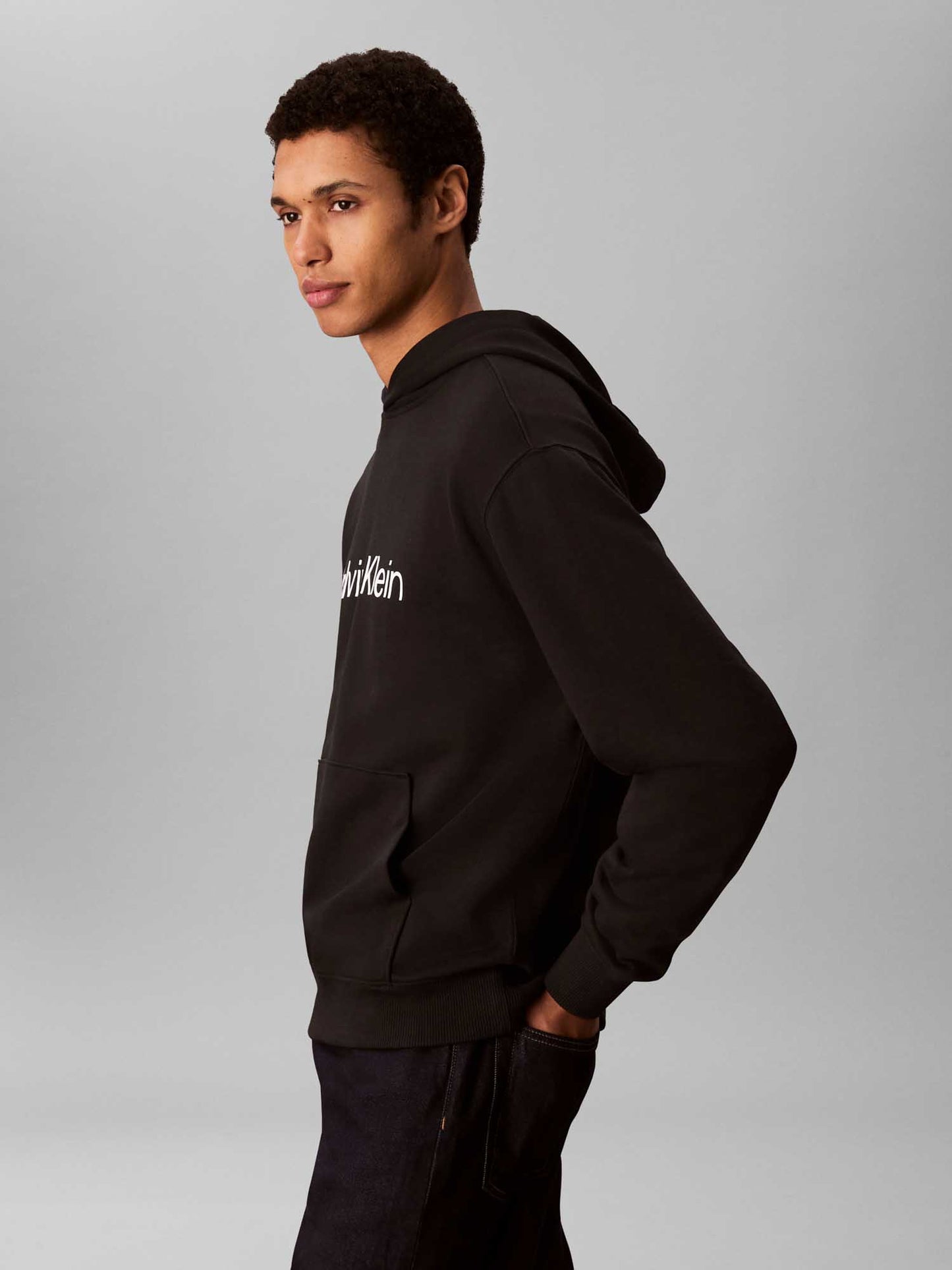 Felpa nera con cappuccio Calvin Klein da uomo