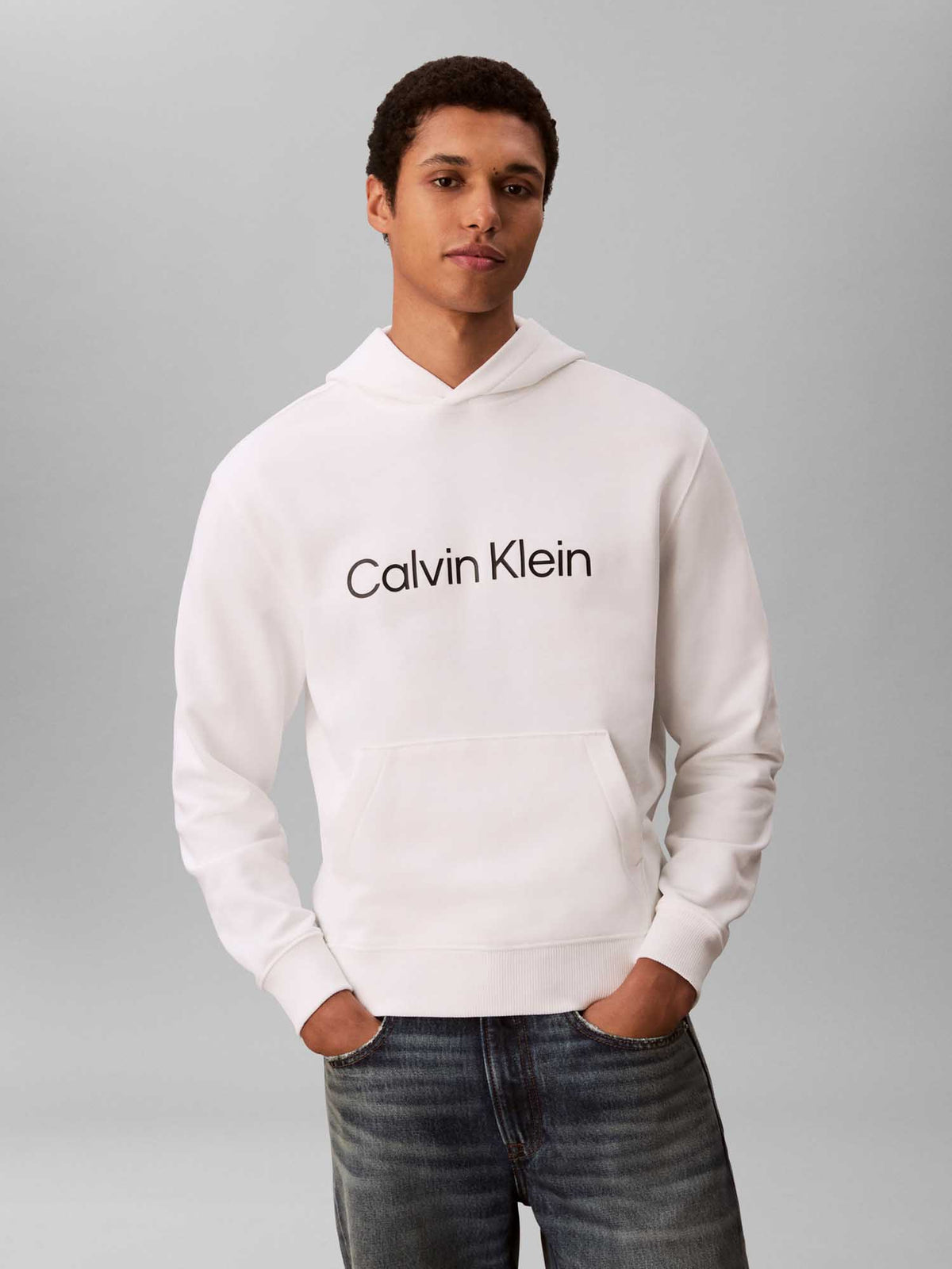 Ck standard logo felpa da uomo bianco