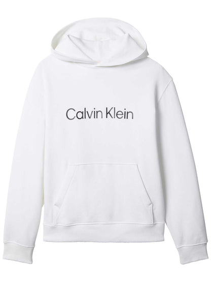 Felpa con cappuccio da uomo Calvin Klein bianca in cotone
