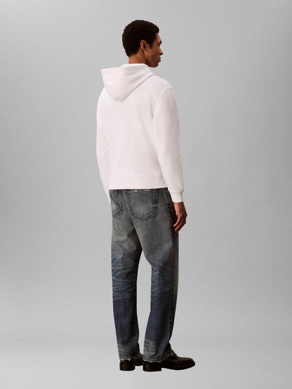 Felpa con cappuccio da uomo Calvin Klein bianca in cotone