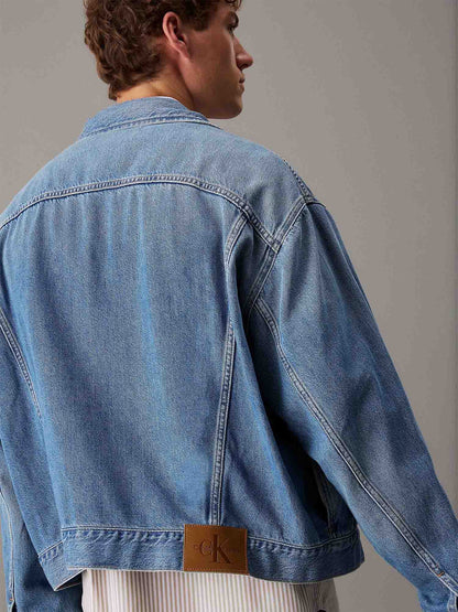 GIUBBINO IN DENIM OVER CALVIN KLEIN JENAS DA UOMO BLU MEDIO