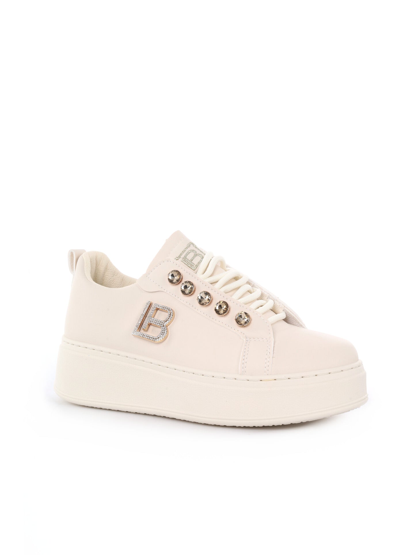 Sneakers Laura Biagiotti da donna in bianco con zeppa elegante