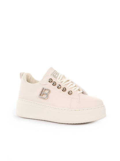 Sneakers Laura Biagiotti da donna in bianco con zeppa elegante