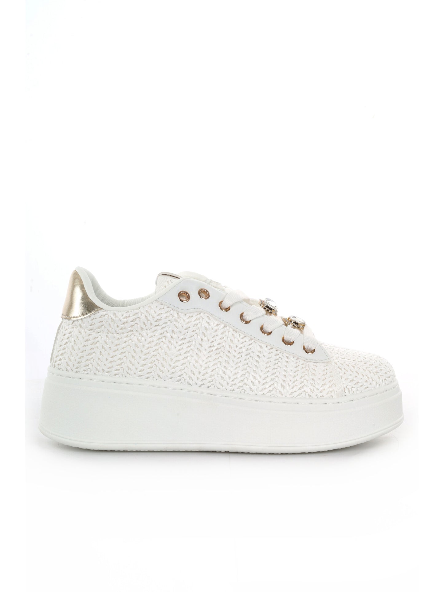 Sneakers Laura Biagiotti 9622 White con platform e dettagli oro donna