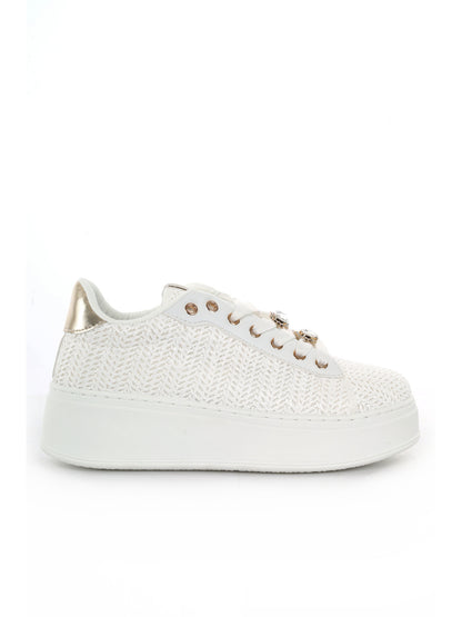 Sneakers Laura Biagiotti 9622 White con platform e dettagli oro donna