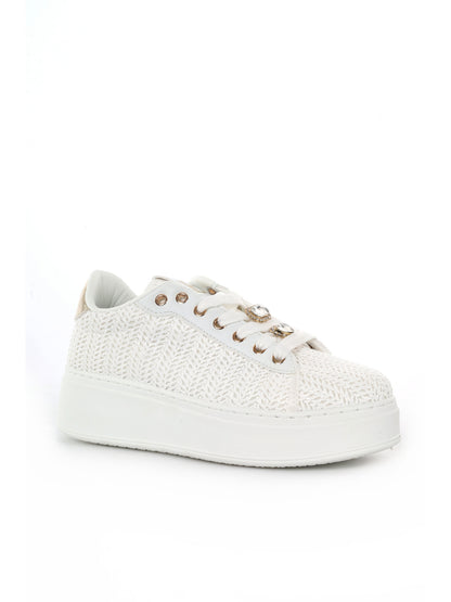 Sneakers Laura Biagiotti 9622 White con platform e dettagli oro donna
