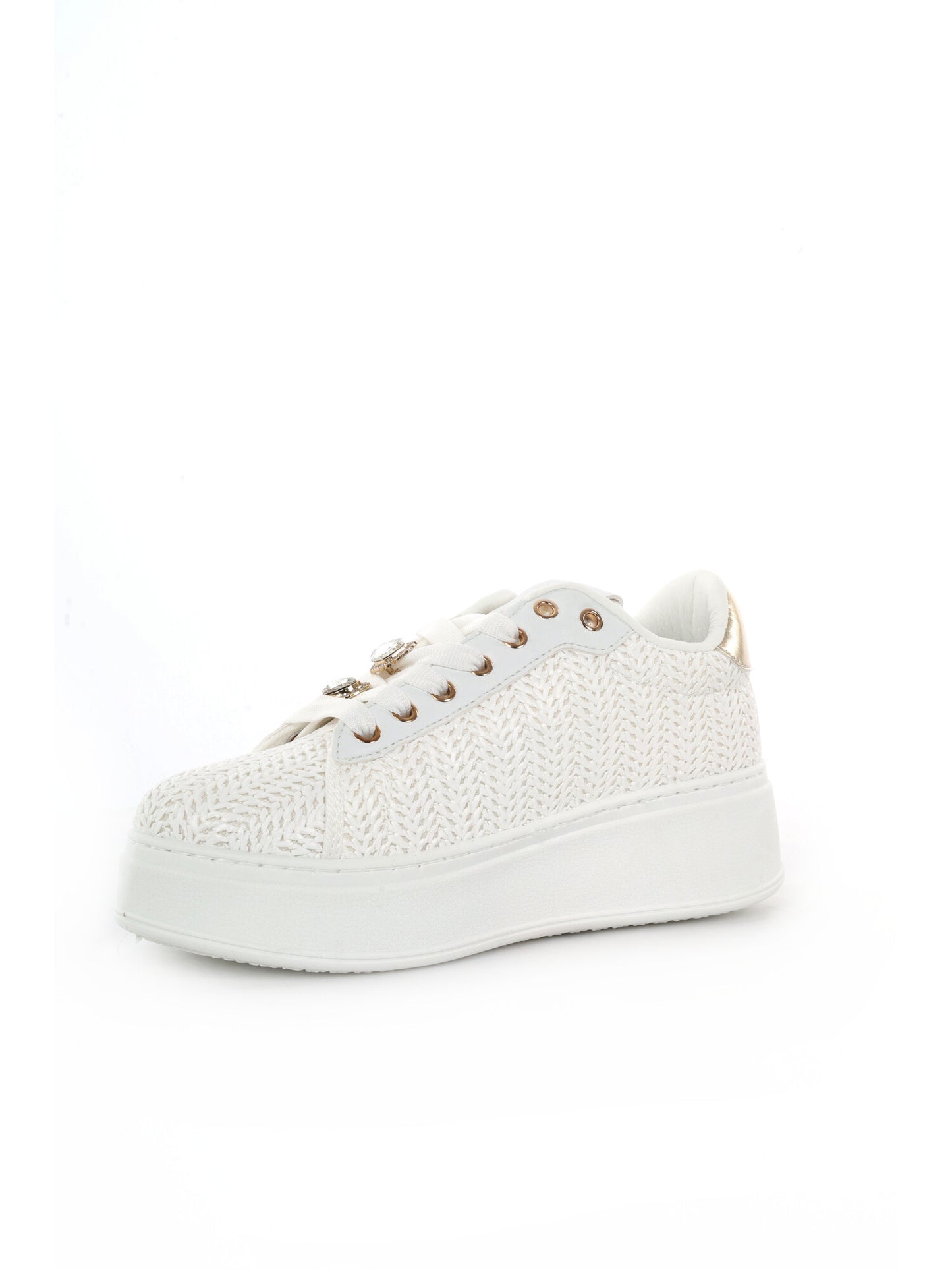 Sneakers Laura Biagiotti 9622 White con platform e dettagli oro donna