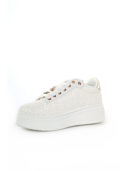 Sneakers Laura Biagiotti 9622 White con platform e dettagli oro donna