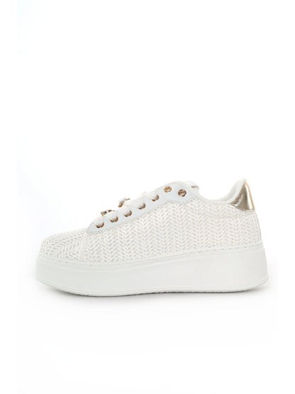 Sneakers Laura Biagiotti 9622 White con platform e dettagli oro donna