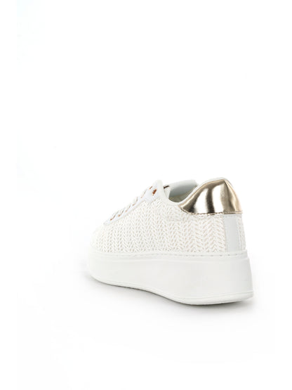 Sneakers Laura Biagiotti 9622 White con platform e dettagli oro donna