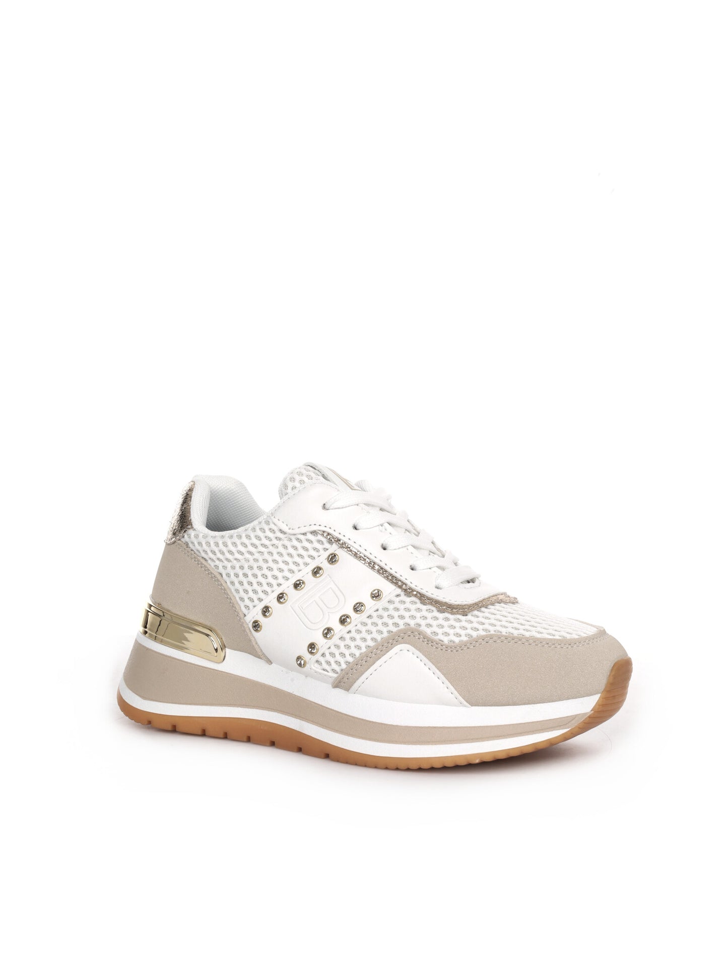 Sneakers donna beige Laura Biagiotti con dettagli dorati