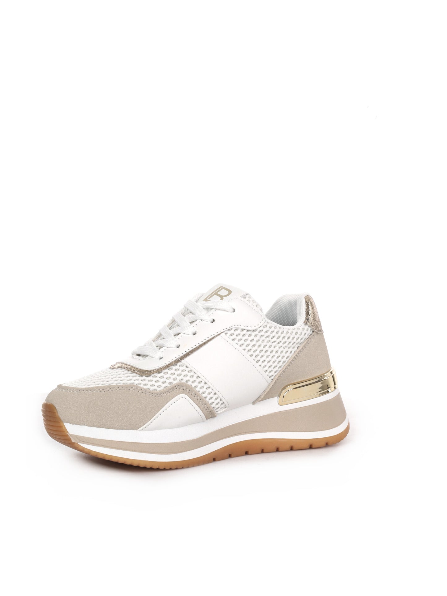 Sneakers donna beige Laura Biagiotti con dettagli dorati