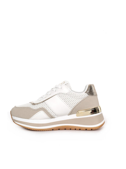 Sneakers donna beige Laura Biagiotti con dettagli dorati