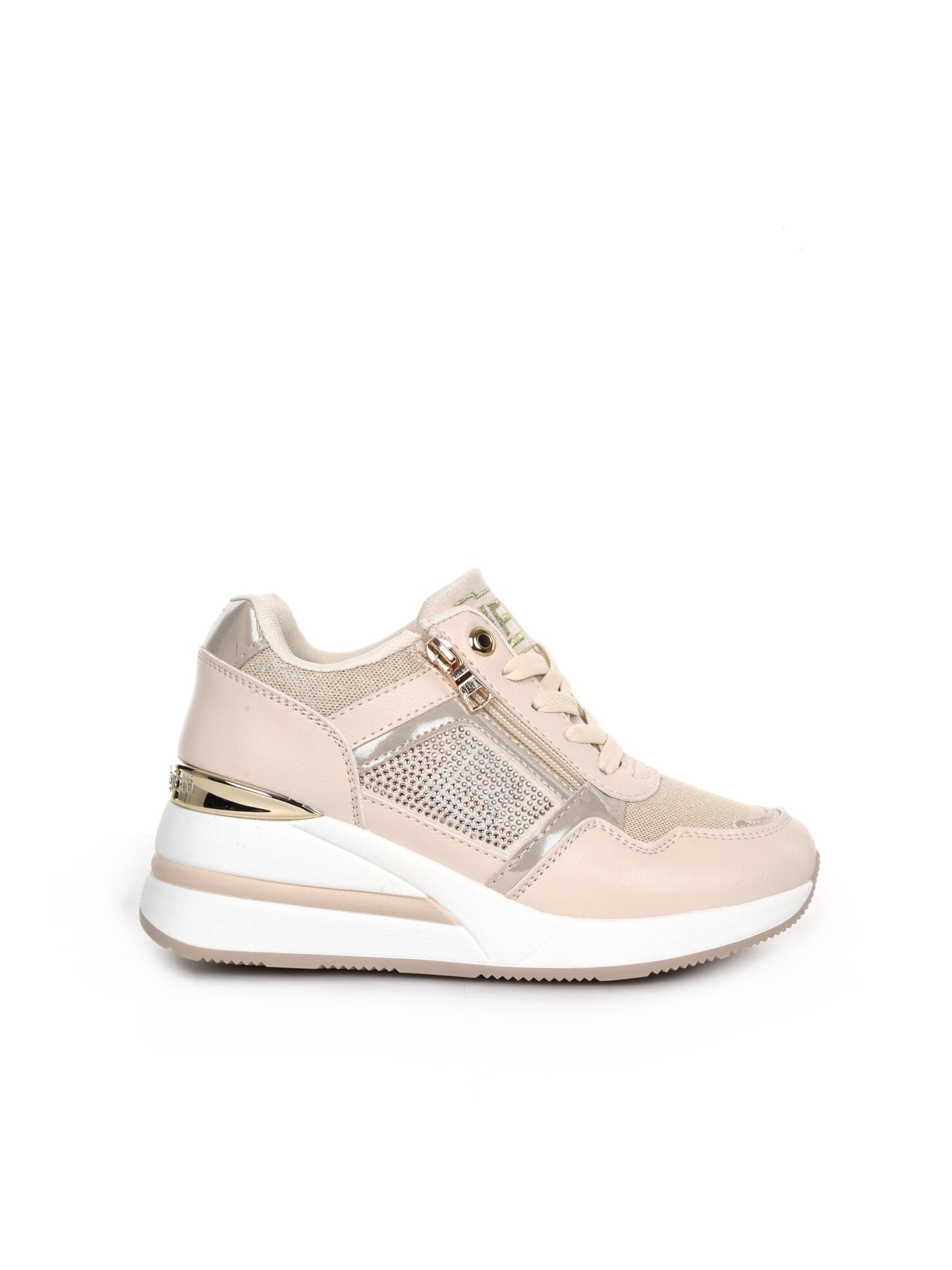 Laura Biagiotti 9655, sneakers donna beige con dettagli eleganti