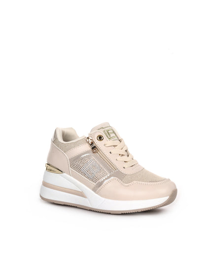 Laura Biagiotti 9655, sneakers donna beige con dettagli eleganti