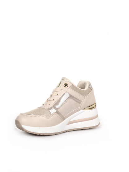 Laura Biagiotti 9655, sneakers donna beige con dettagli eleganti
