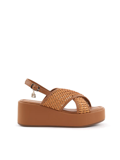 Sandali donna Laura Biagiotti color cognac, eleganza senza tempo