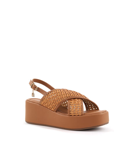 Sandali donna Laura Biagiotti color cognac, eleganza senza tempo