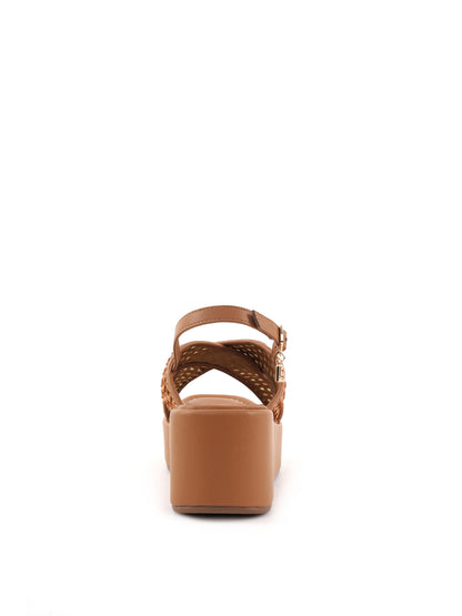 Sandali donna Laura Biagiotti color cognac, eleganza senza tempo