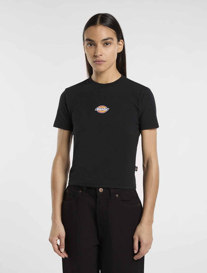 Dickies Maple Valley, t-shirt donna nera a maniche corte