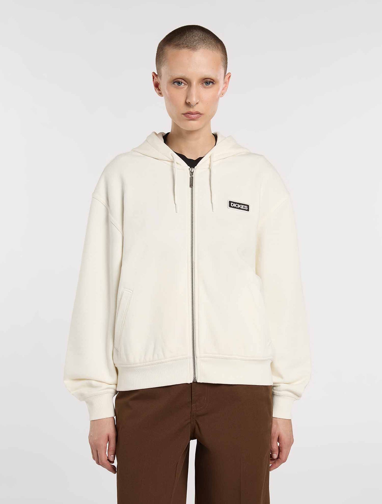 Felpa Dickies Deshler con zip integrale color crema donna