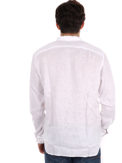 Camicia da uomo Timberland in lino bianca con colletto alla coreana