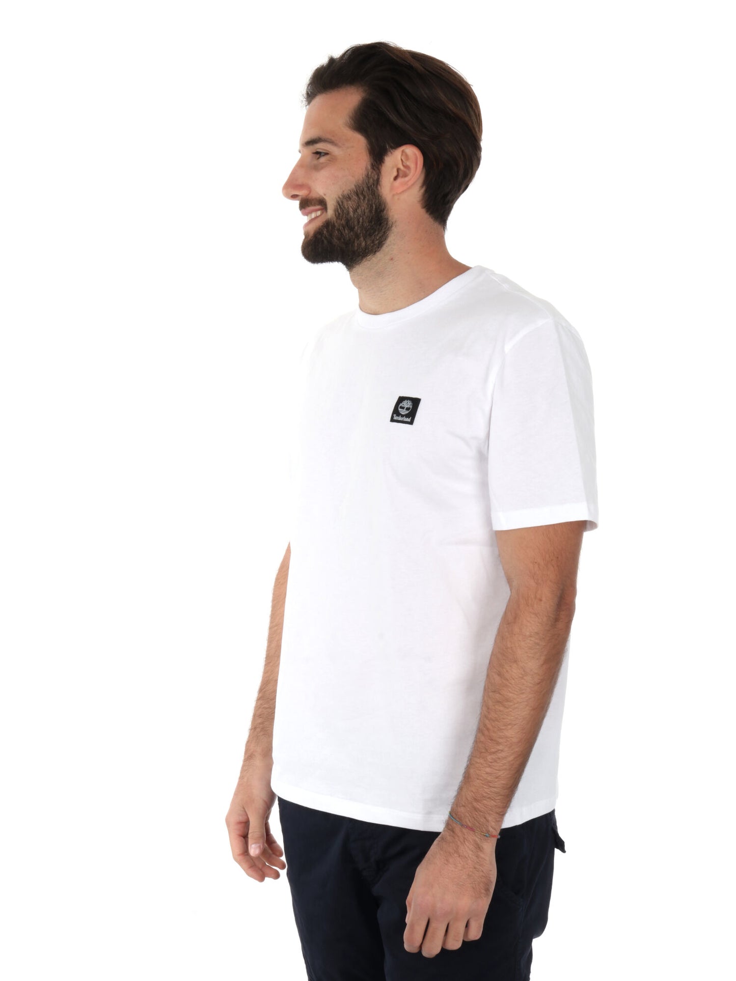 T-SHIRT CON PACH LOGO TIMBERLAND DA UOMO BIANCO