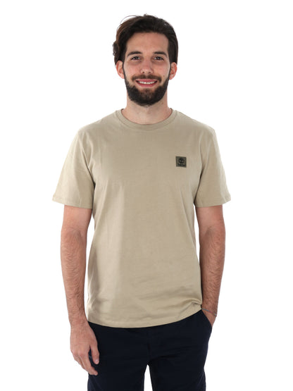 T-SHIRT CON PACH LOGO TIMBERLAND DA UOMO BEIGE