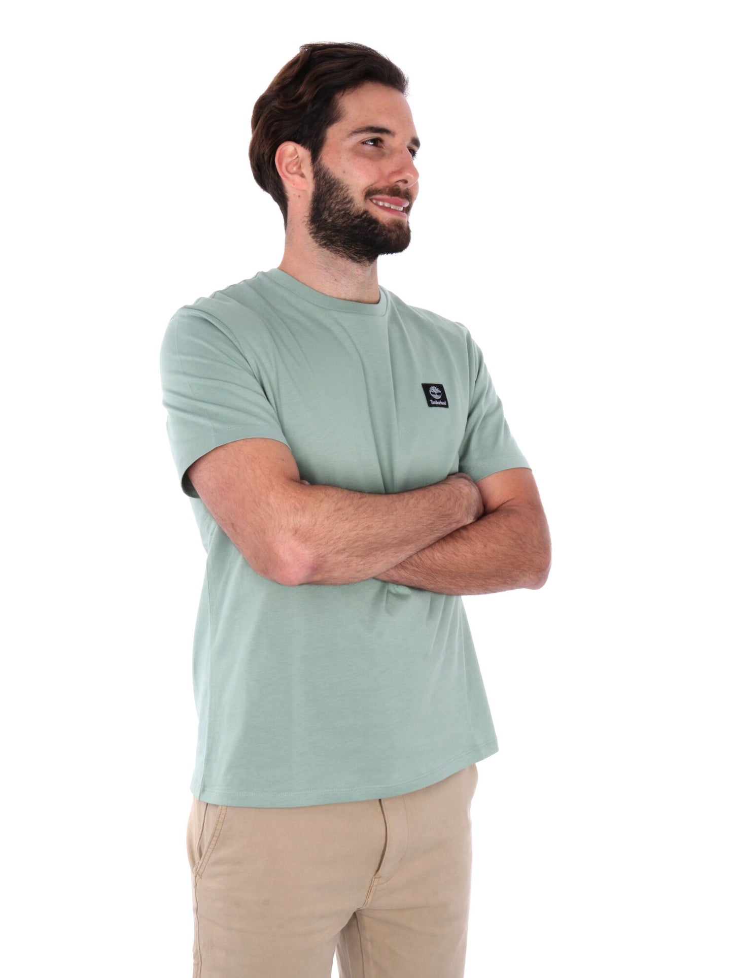 T-SHIRT CON PACH LOGO TIMBERLAND DA UOMO VERDE