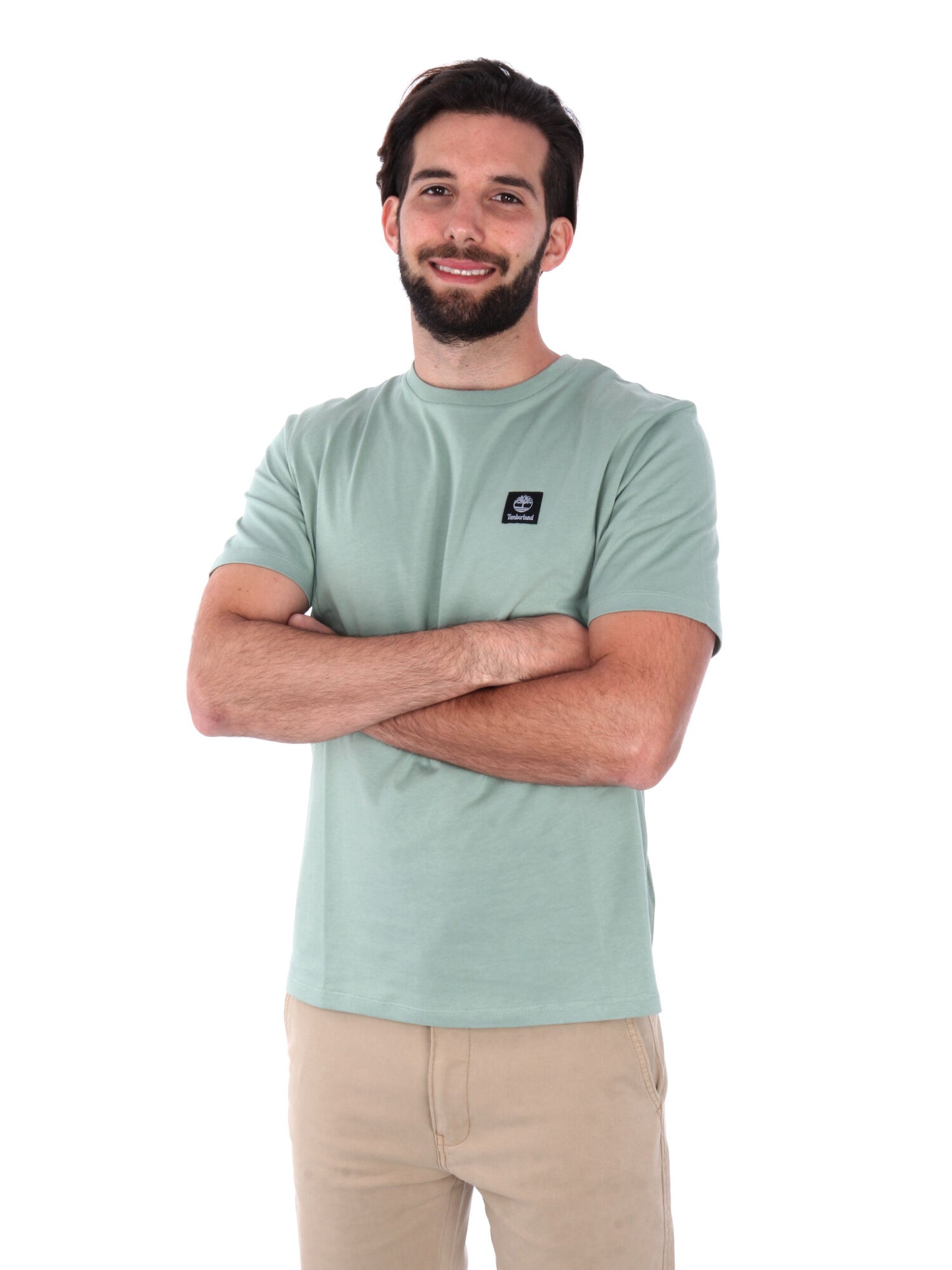 T-SHIRT CON PACH LOGO TIMBERLAND DA UOMO VERDE