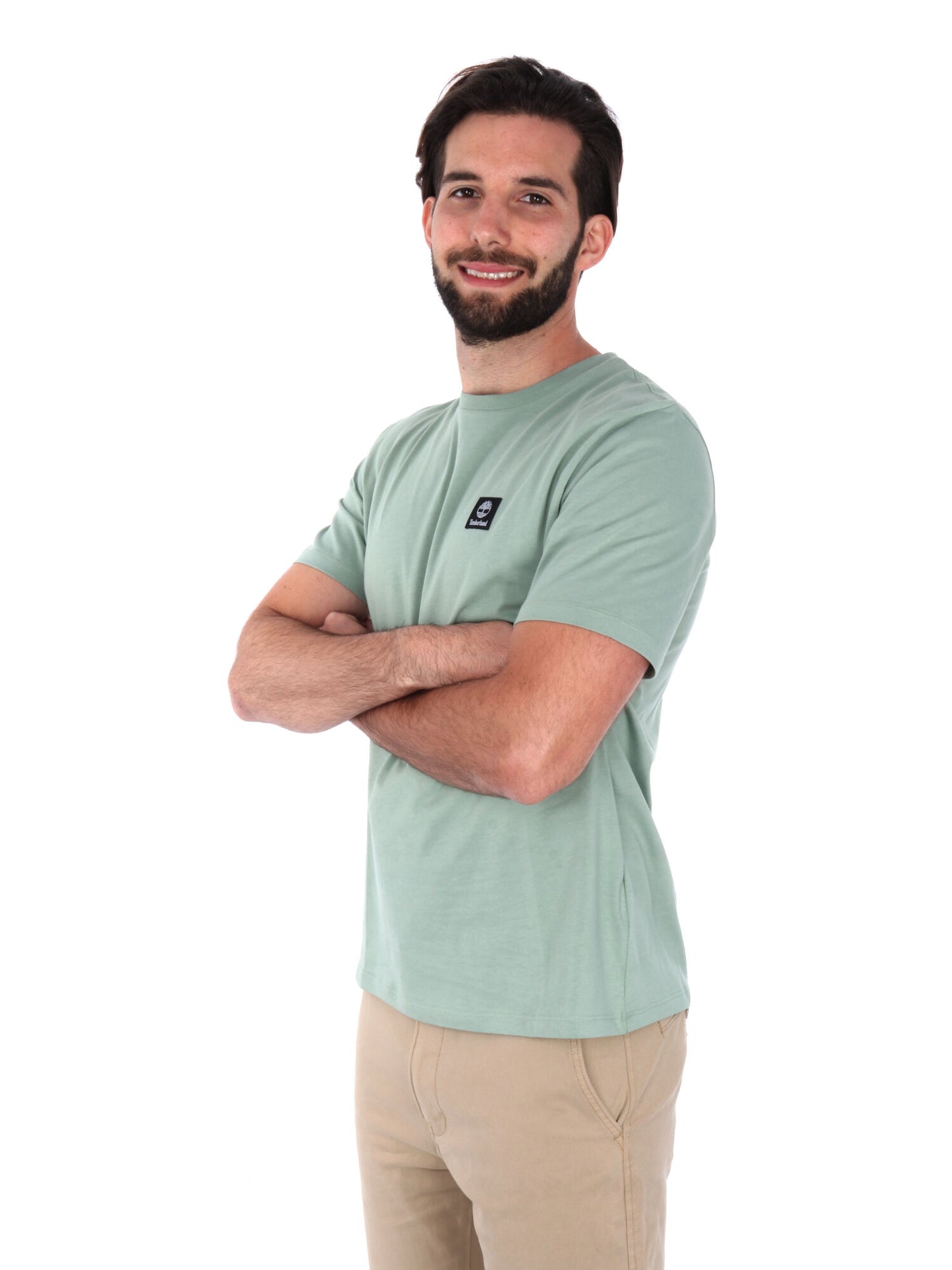 T-SHIRT CON PACH LOGO TIMBERLAND DA UOMO VERDE
