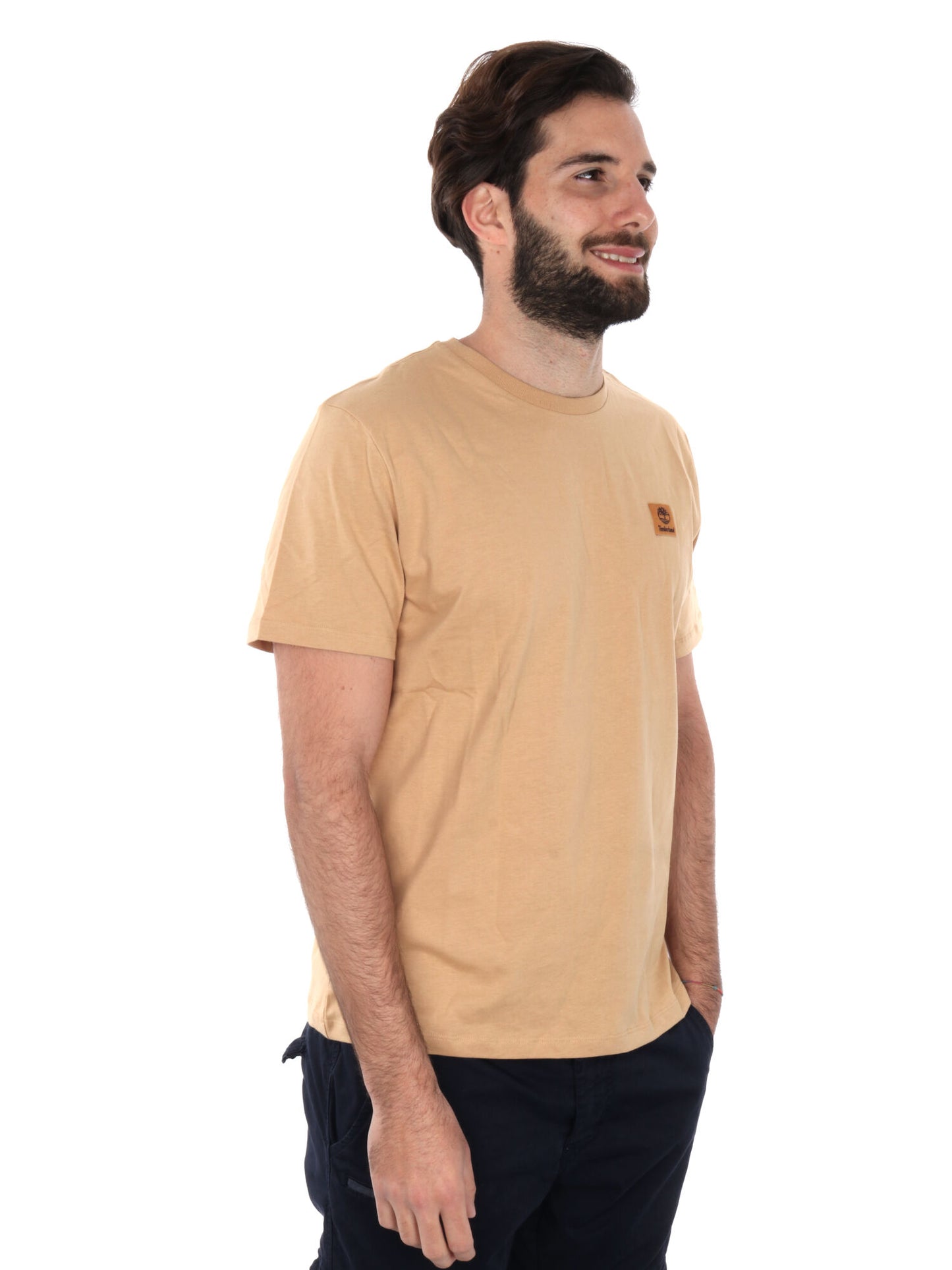 T-SHIRT CON PACH LOGO TIMBERLAND DA UOMO OCRA