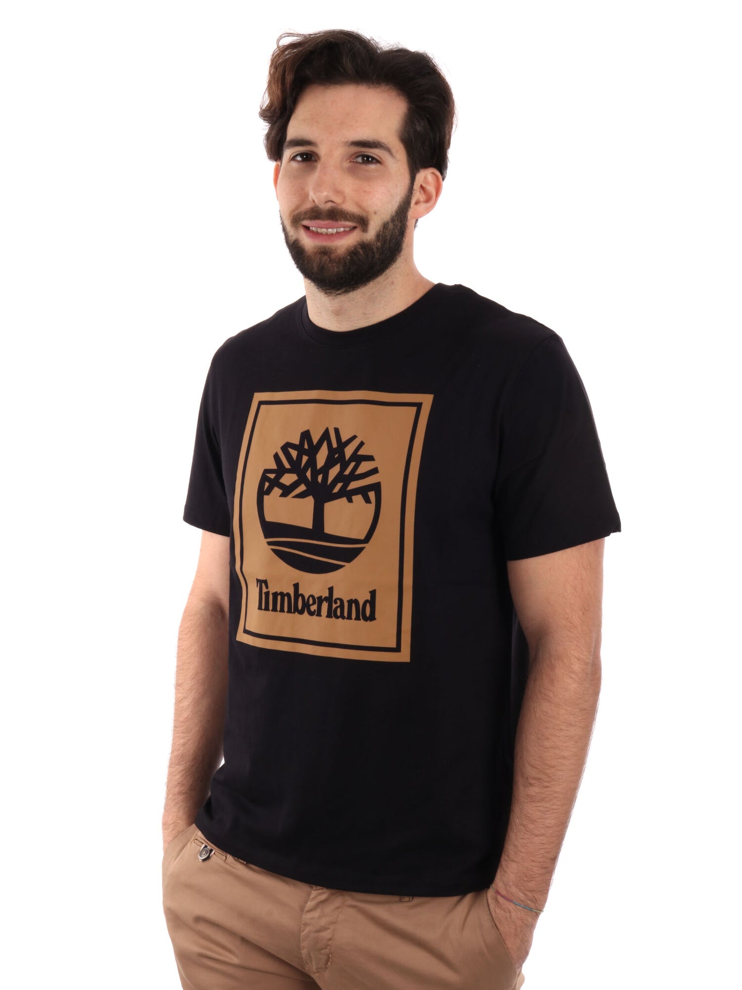 T-SHIRT LOGO A CONTRASTO TIMBERLAND UOMO NERO