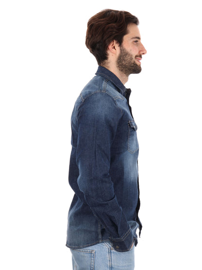 Gas kant new demin camicia da uomo jeans scuro