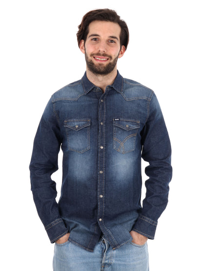 Gas kant new demin camicia da uomo jeans scuro
