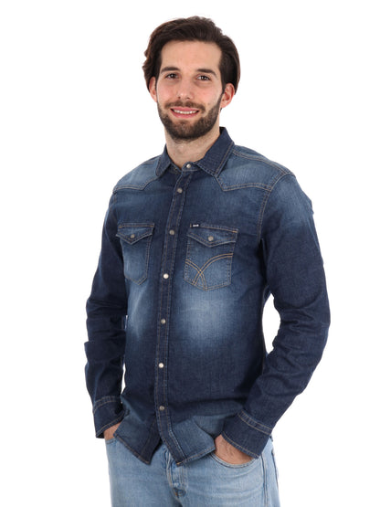Camicia in denim Gas Kant uomo per cerimonia primavera-estate