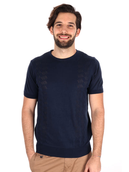 T-SHIRT IN MAGLIA TRAFORATA FB UOMO BLU