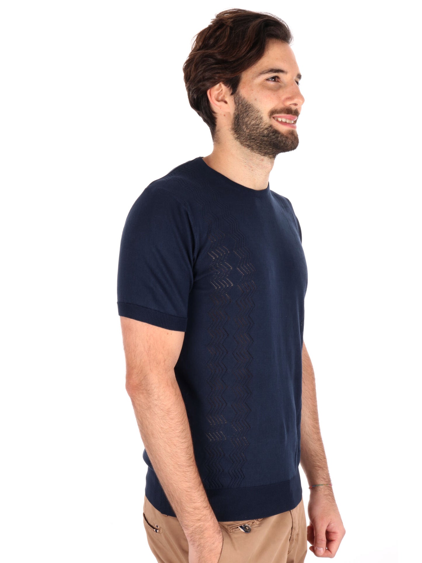T-SHIRT IN MAGLIA TRAFORATA FB UOMO BLU
