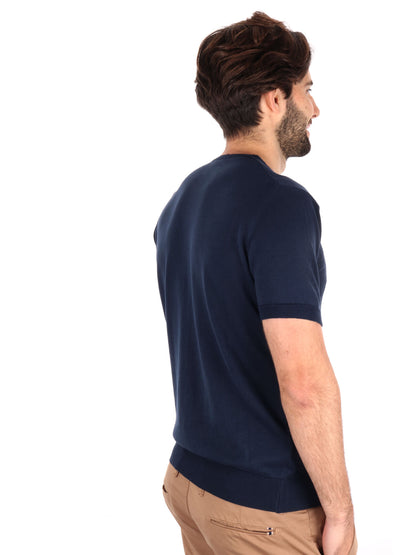 T-SHIRT IN MAGLIA TRAFORATA FB UOMO BLU