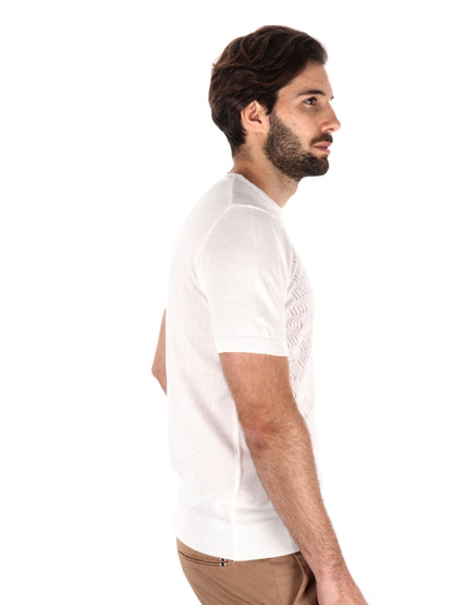 T-SHIRT IN MAGLIA TRAFORATA FB UOMO BIANCO