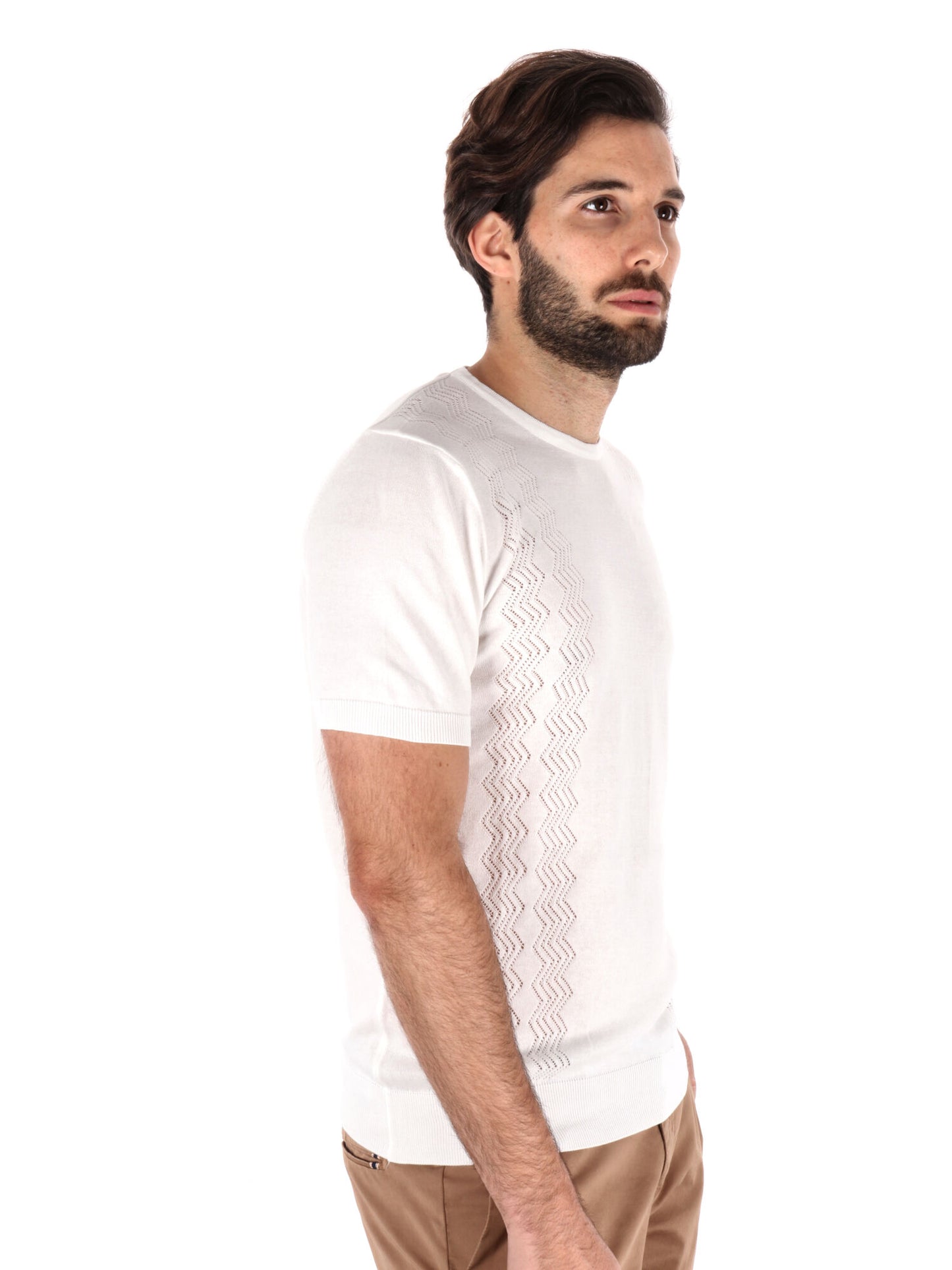 T-SHIRT IN MAGLIA TRAFORATA FB UOMO BIANCO