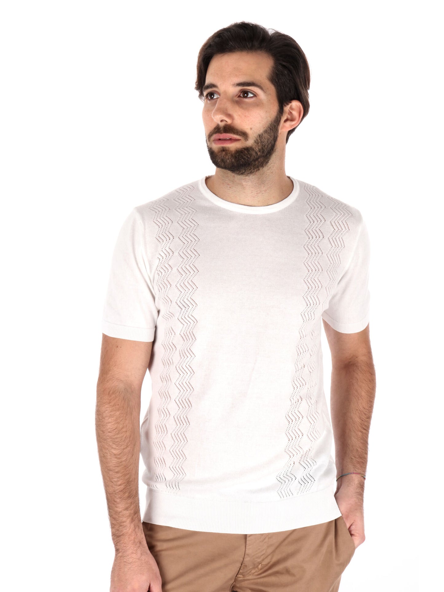 T-SHIRT IN MAGLIA TRAFORATA FB UOMO BIANCO