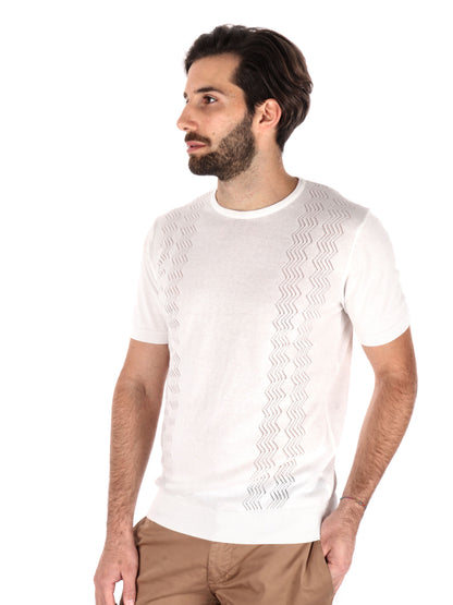 T-SHIRT IN MAGLIA TRAFORATA FB UOMO BIANCO