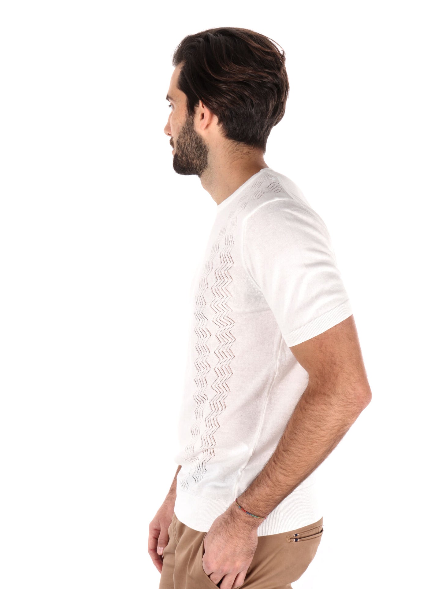 T-SHIRT IN MAGLIA TRAFORATA FB UOMO BIANCO