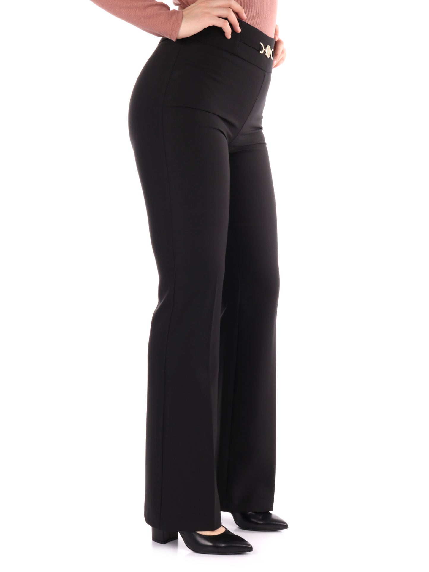 PANTALONE PALAZZO CON FIBBIA ARTIGLI DONNA NERO