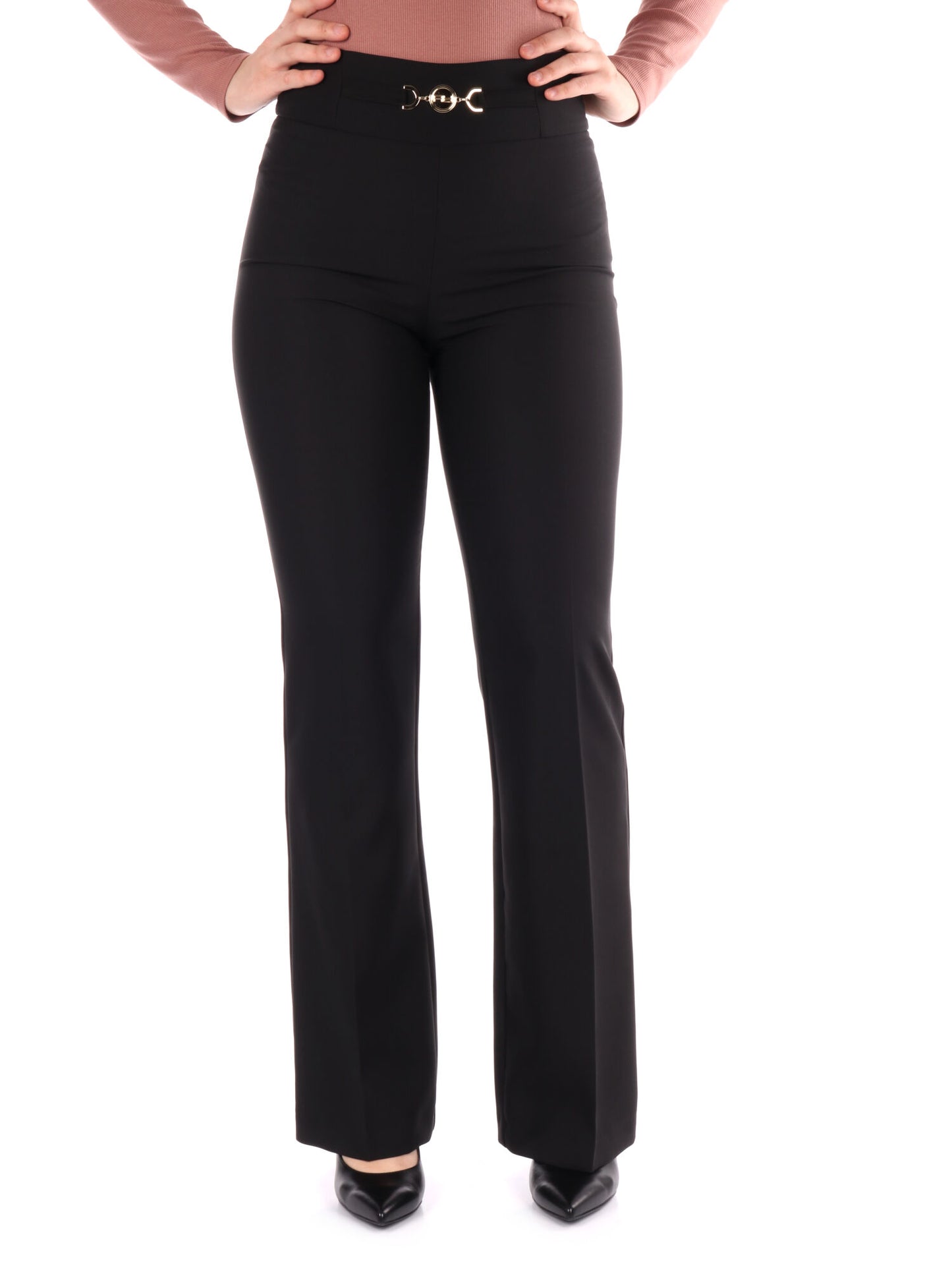 PANTALONE PALAZZO CON FIBBIA ARTIGLI DONNA NERO